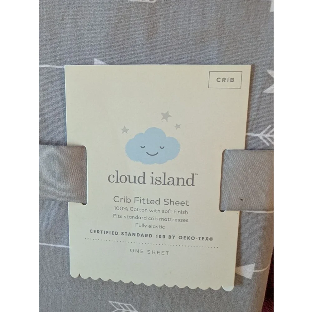 Cloud Island Gray & White Arrow Crib Fitted Sheet New